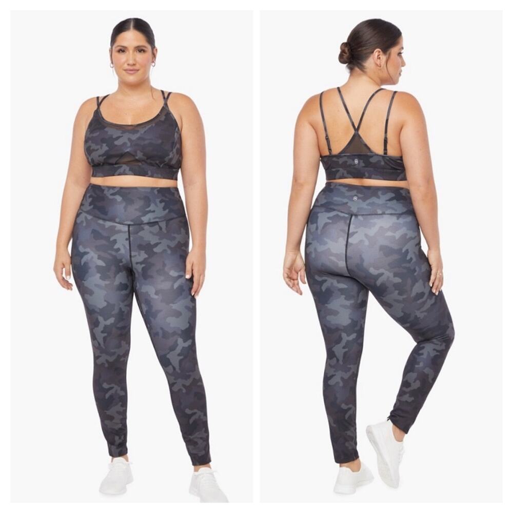 JustFab Black/Gray Camo Shape & Sculpt Activewear High Waist Leggings Size 3X